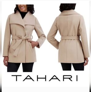 NWT Tahari Ladies' Faux Wool Wrap Coat, Cream, Nwt